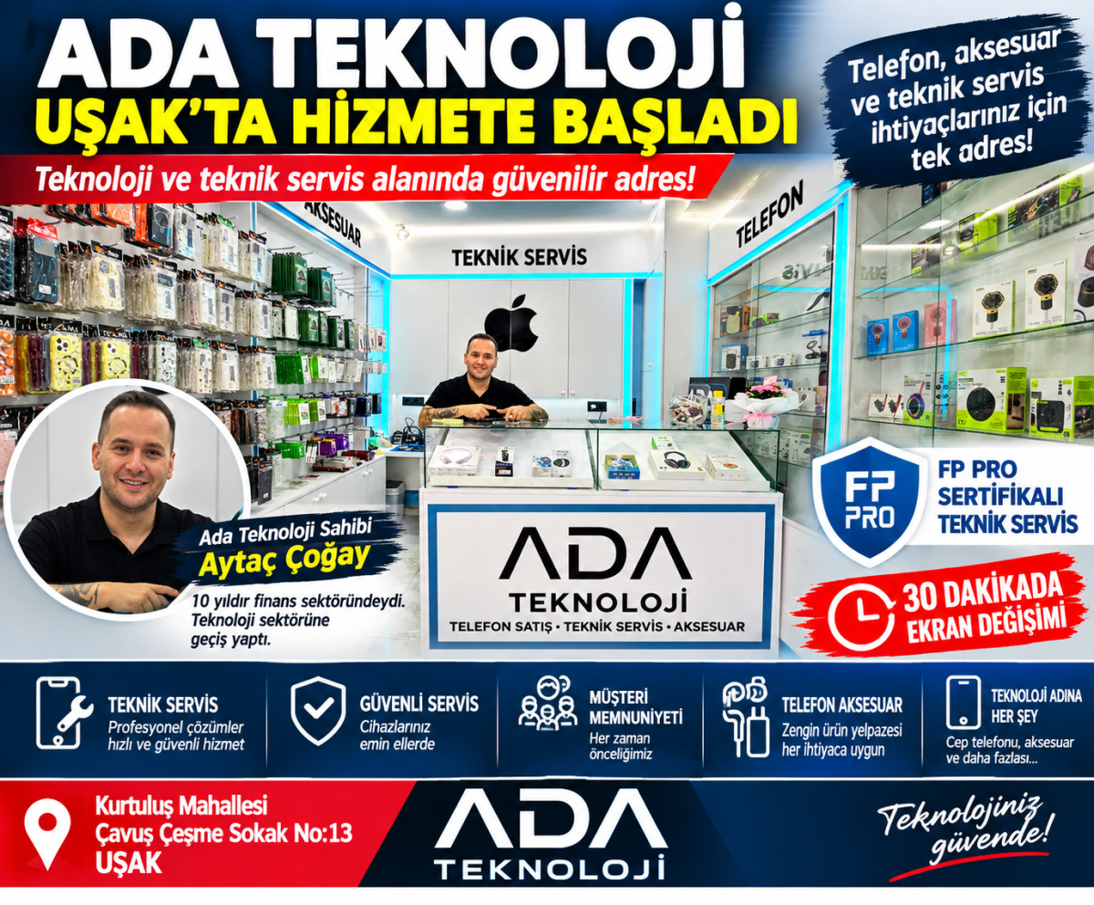 ADA TEKNOLOJİ, UŞAK’TA TEKNOLOJİ VE TEKNİK SERVİS HİZMETLERİYLE ÖNE ÇIKIYOR